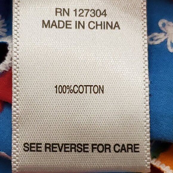 John Mark Eyelet Embroidered Watercolor Roll-Tab Sleeve Button Front Top Large - Picture 13 of 14